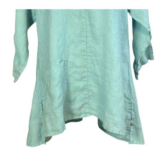 Click Color Me Cotton Tunic Top Size Medium 100% Linen Aqua Flowy Coastal Beachy - Picture 4 of 7